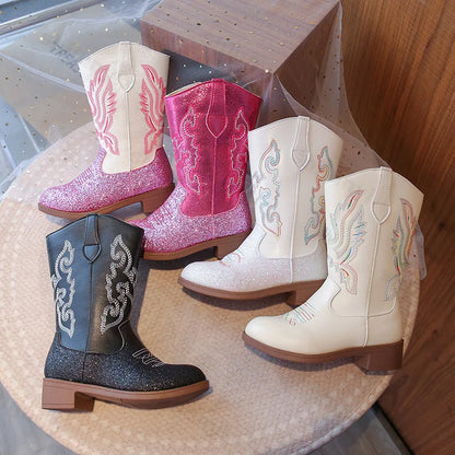 Girls’ Western Cowboy Boots – Sparkly Fashion Boots for Kids