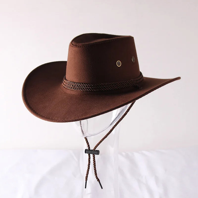 Vintage Western Cowboy Hat – Wide Brim Sun Hat for Men & Women