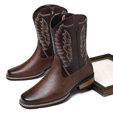 High-Tube Western Cowboy Boots – Embroidered Retro Riding Boots for Men