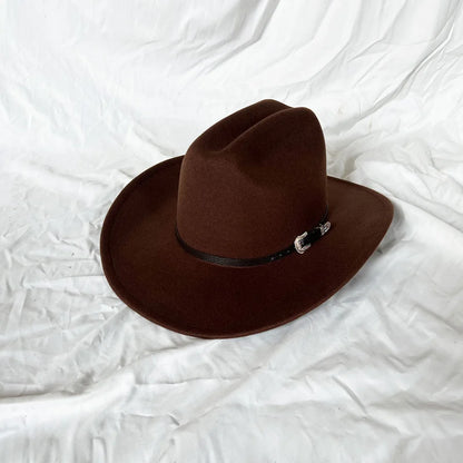 Vintage Western Cowboy Hat – Leather Wide Brim Jazz Hat for Men & Women