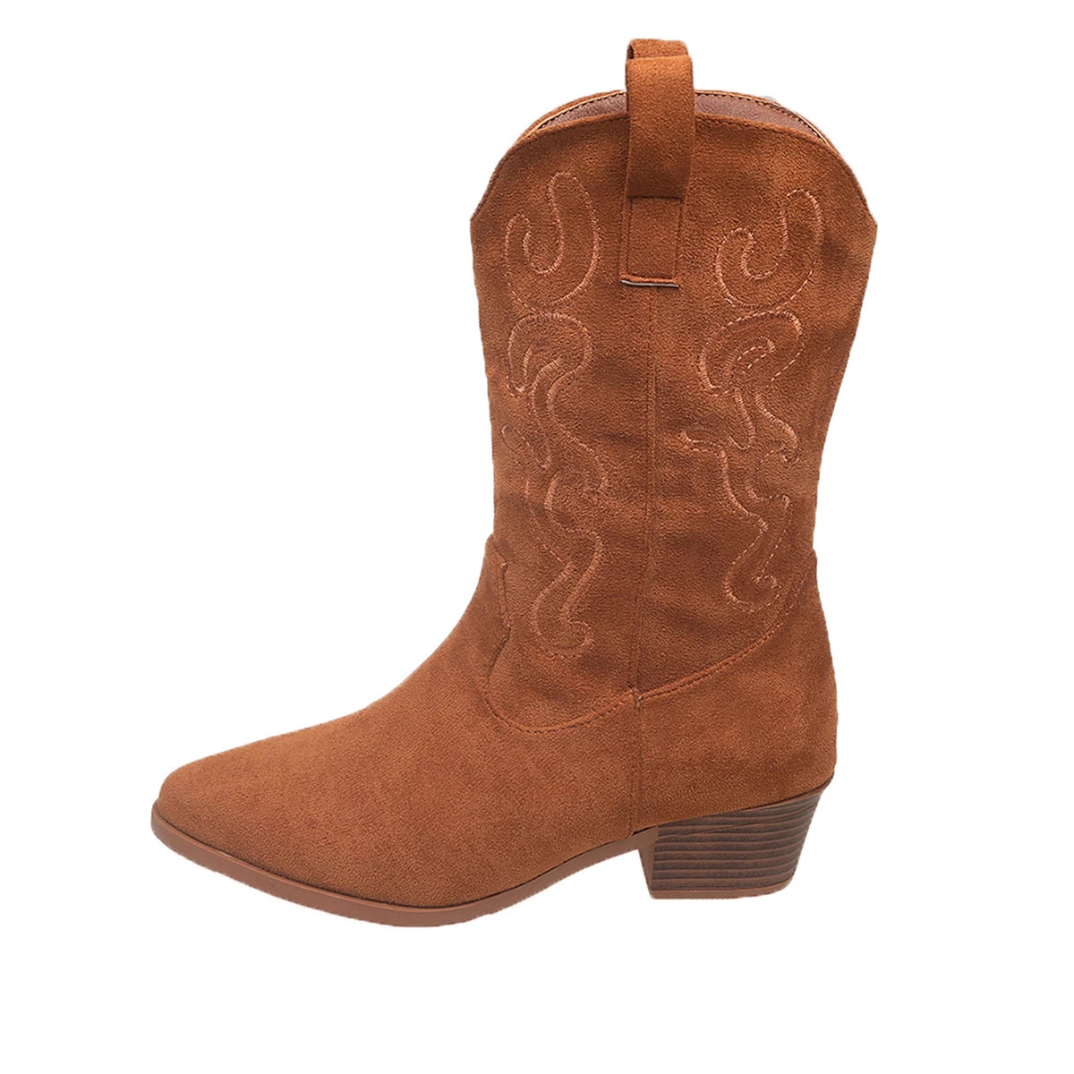 Embroidered Western Cowboy Boots for Women – Pointed Toe, Thick Heel, High Knee