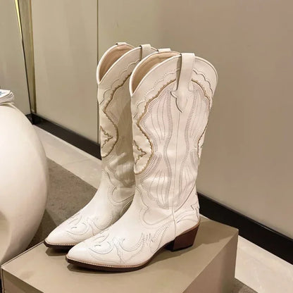Vintage Embroidered Western Cowboy Boots for Women