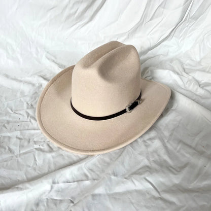 Vintage Western Cowboy Hat – Leather Wide Brim Jazz Hat for Men & Women