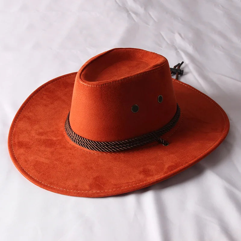 Vintage Western Cowboy Hat – Wide Brim Sun Hat for Men & Women