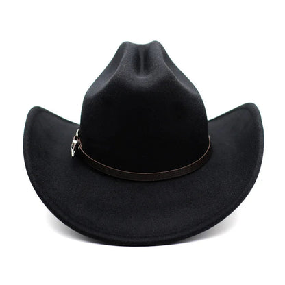 Vintage Western Cowboy Hat – Leather Wide Brim Jazz Hat for Men & Women