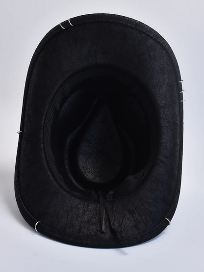 Faux Leather Vintage Western Cowboy Hat – Panama Jazz Hat for Men & Women