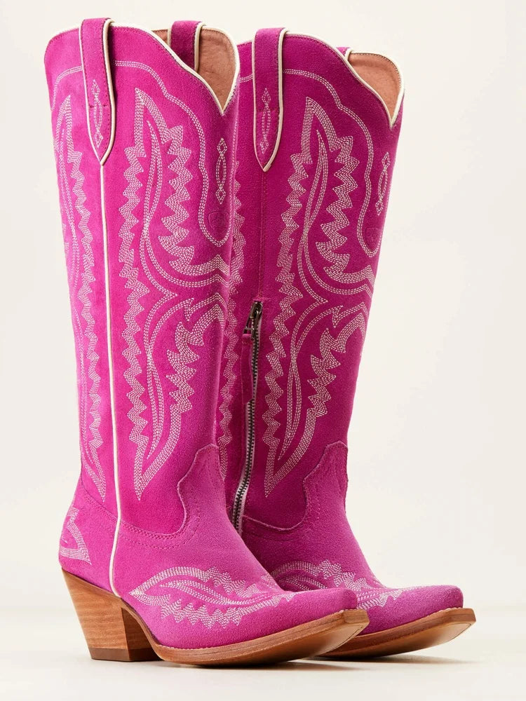 Retro Embroidered Western Cowboy Boots for Women – Pointed Toe Plus Size