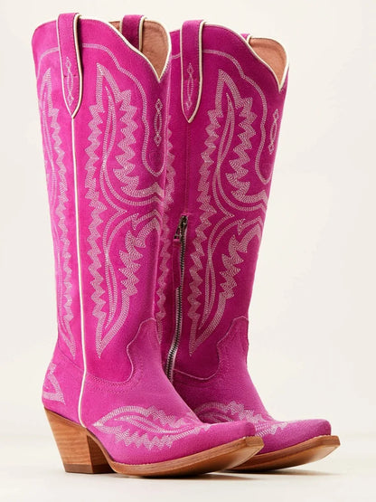 Retro Embroidered Western Cowboy Boots for Women – Pointed Toe Plus Size