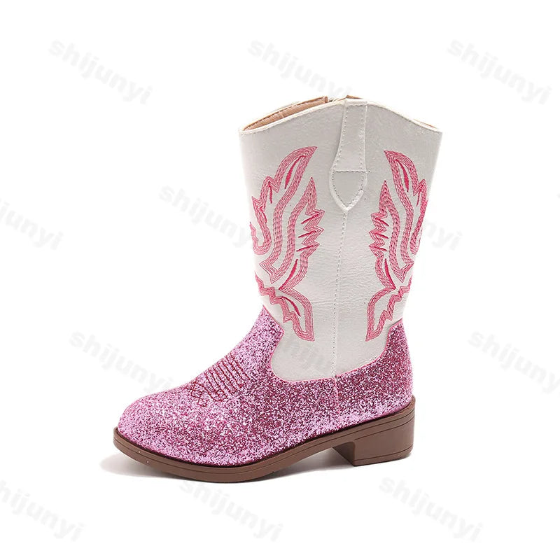 Girls’ Western Cowboy Boots – Sparkly Fashion Boots for Kids