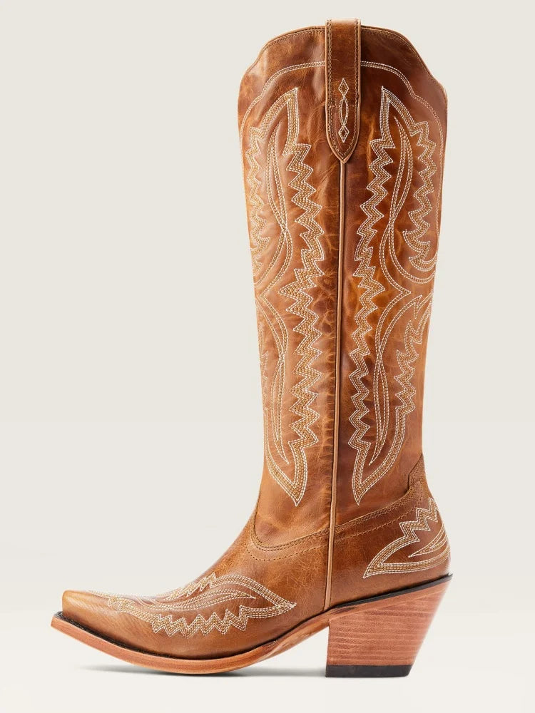 Retro Embroidered Western Cowboy Boots for Women – Pointed Toe Plus Size