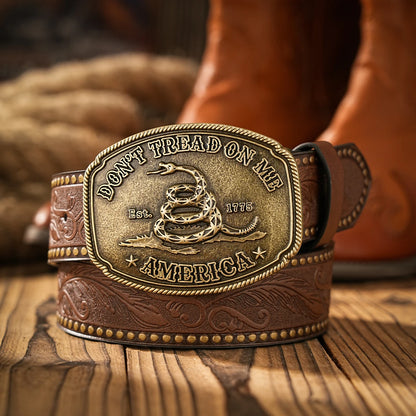 Vintage Western Belt – Unisex PU Leather Belt with Alloy Snake Buckle
