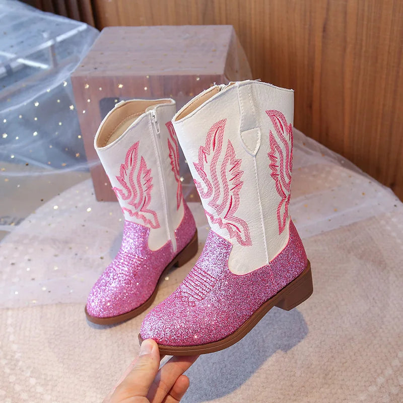 Girls’ Western Cowboy Boots – Sparkly Fashion Boots for Kids