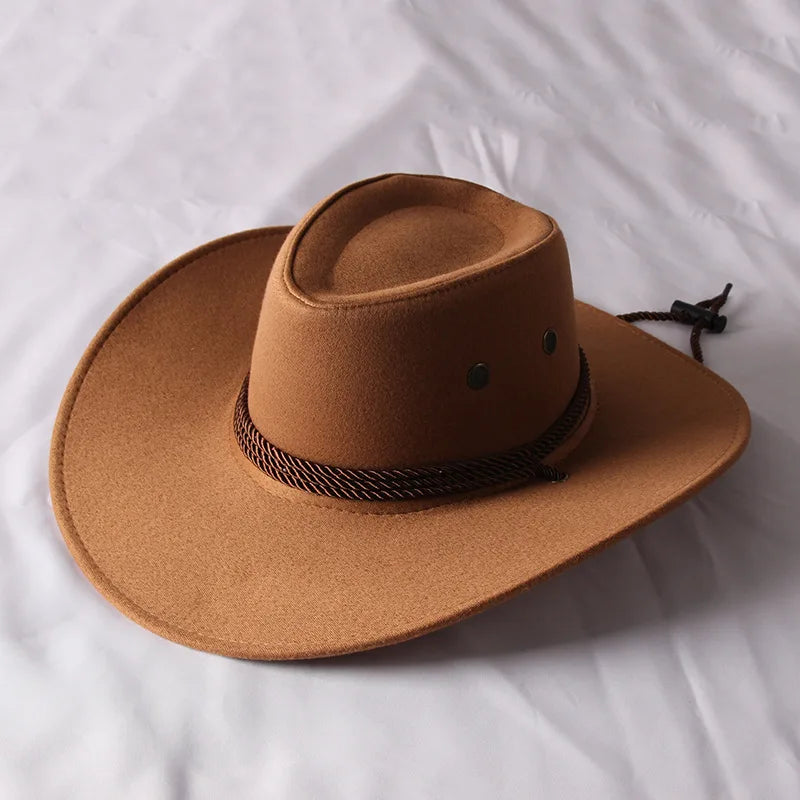 Vintage Western Cowboy Hat – Wide Brim Sun Hat for Men & Women