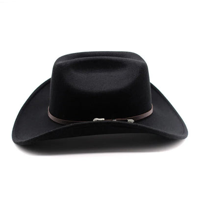 Vintage Western Cowboy Hat – Leather Wide Brim Jazz Hat for Men & Women