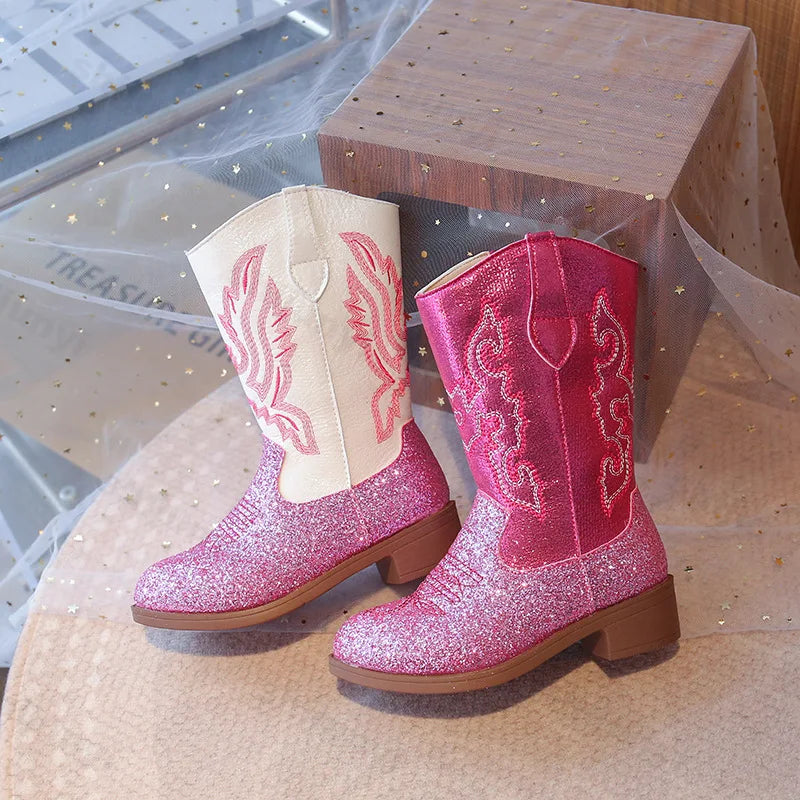 Girls’ Western Cowboy Boots – Sparkly Fashion Boots for Kids
