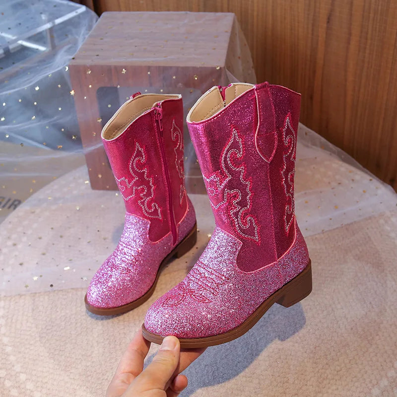 Girls’ Western Cowboy Boots – Sparkly Fashion Boots for Kids