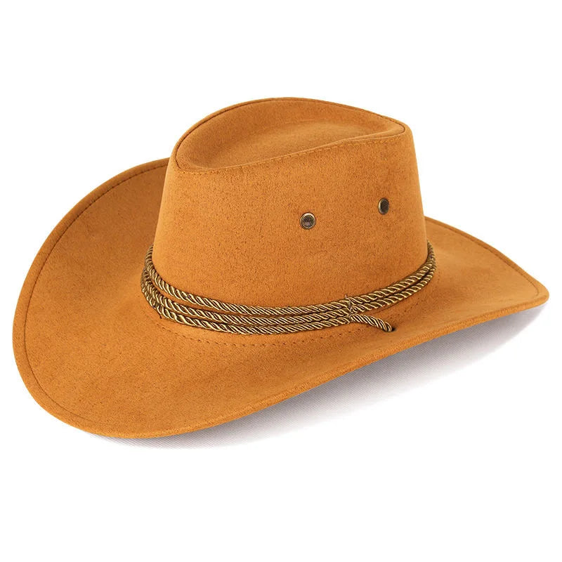 Vintage Western Cowboy Hat – Wide Brim Sun Hat for Men & Women