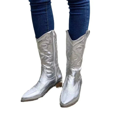 Women’s Fashion Cowboy Boots Embroidered Retro