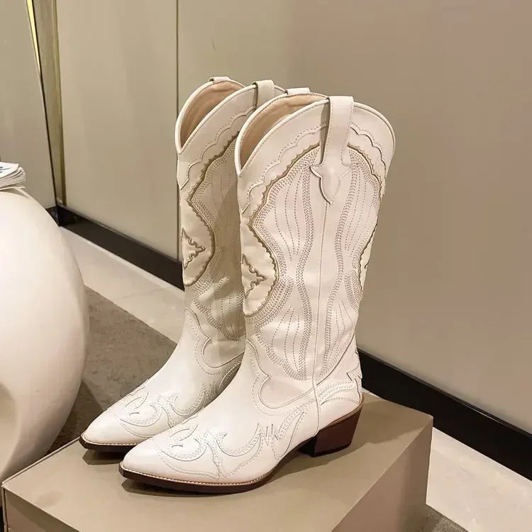 Vintage Embroidered Western Cowboy Boots for Women