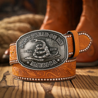 Vintage Western Belt – Unisex PU Leather Belt with Alloy Snake Buckle