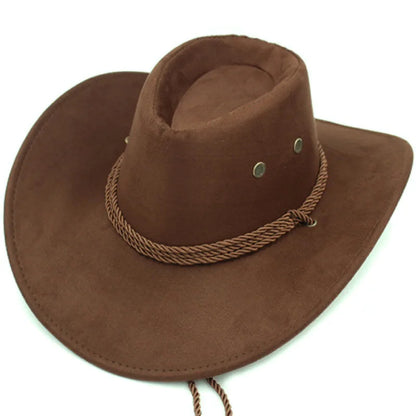 Vintage Western Cowboy Hat – Wide Brim Sun Hat for Men & Women