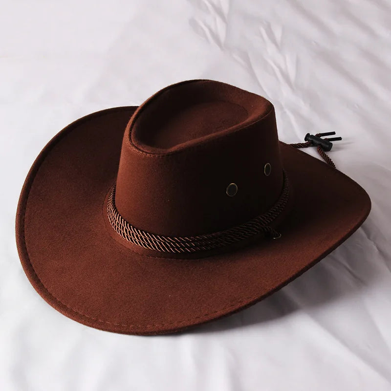 Vintage Western Cowboy Hat – Wide Brim Sun Hat for Men & Women