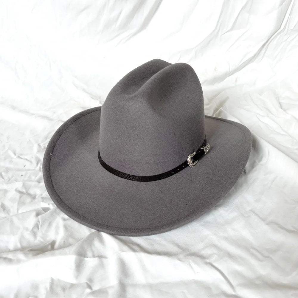 Vintage Western Cowboy Hat – Leather Wide Brim Jazz Hat for Men & Women