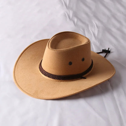 Vintage Western Cowboy Hat – Wide Brim Sun Hat for Men & Women