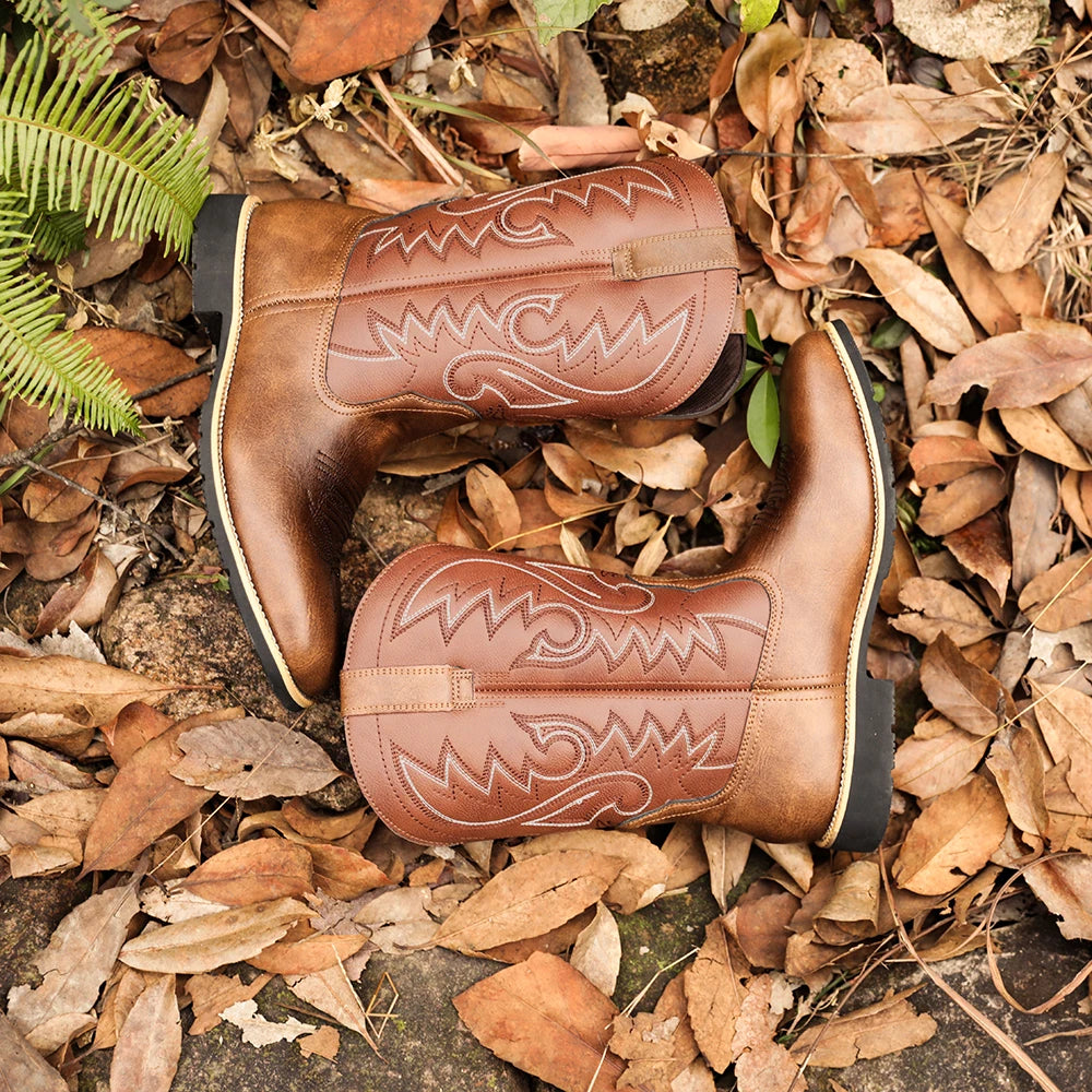 Men’s Western Cowboy Boots Creative Pattern Embroidered Retro