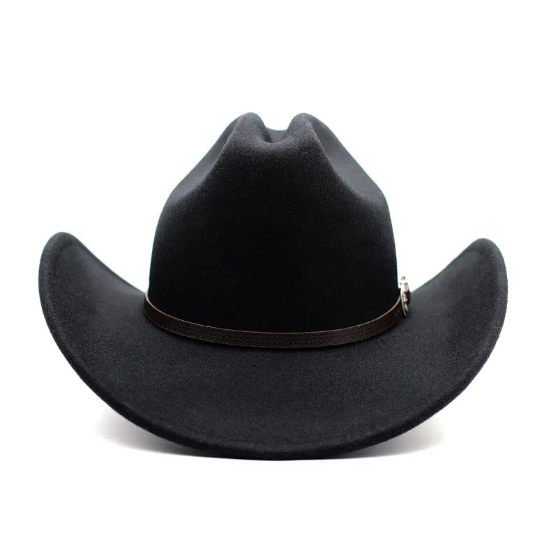Vintage Western Cowboy Hat – Leather Wide Brim Jazz Hat for Men & Women