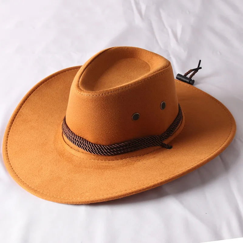 Vintage Western Cowboy Hat – Wide Brim Sun Hat for Men & Women