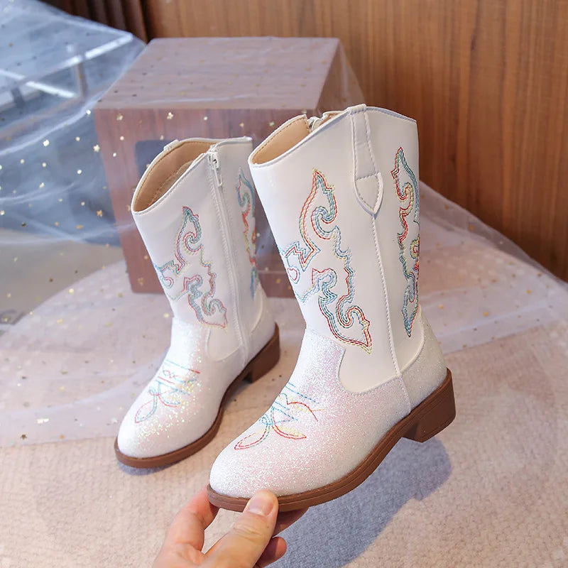 Girls’ Western Cowboy Boots – Sparkly Fashion Boots for Kids
