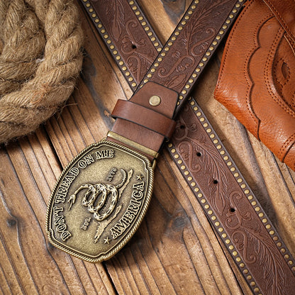 Vintage Western Belt – Unisex PU Leather Belt with Alloy Snake Buckle