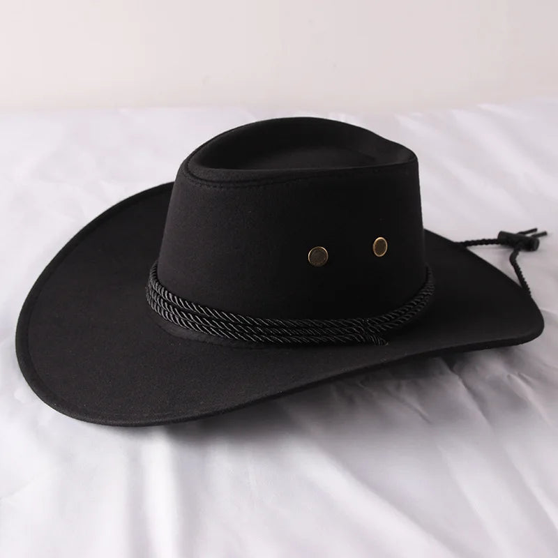 Vintage Western Cowboy Hat – Wide Brim Sun Hat for Men & Women