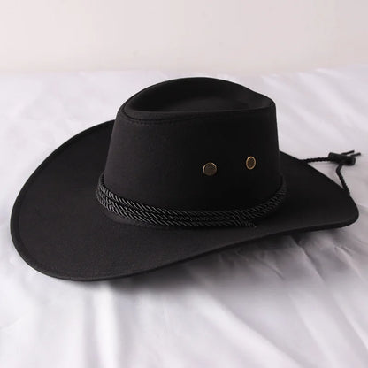 Vintage Western Cowboy Hat – Wide Brim Sun Hat for Men & Women