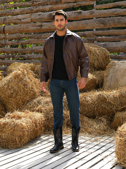 Men’s Wide-Fit Western Cowboy Boots – Classic Embroidered Western Boots with Square Toe