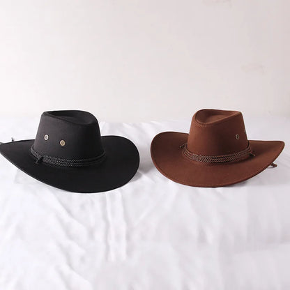Vintage Western Cowboy Hat – Wide Brim Sun Hat for Men & Women