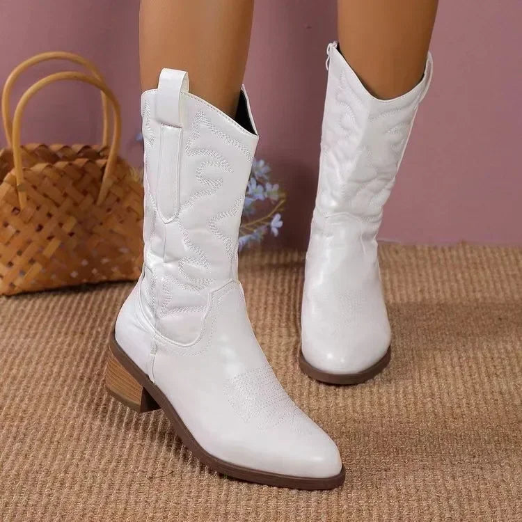 Women’s Fashion Cowboy Boots Embroidered Retro
