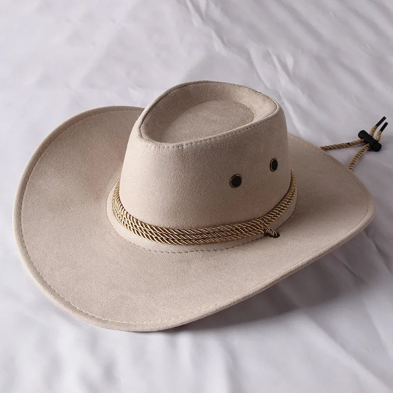 Vintage Western Cowboy Hat – Wide Brim Sun Hat for Men & Women