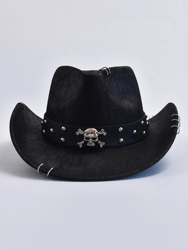 Faux Leather Vintage Western Cowboy Hat – Panama Jazz Hat for Men & Women