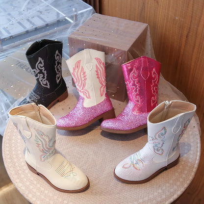 Girls’ Western Cowboy Boots – Sparkly Fashion Boots for Kids