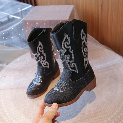 Girls’ Western Cowboy Boots – Sparkly Fashion Boots for Kids